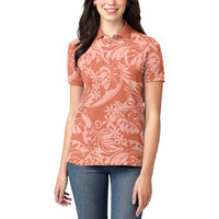 Tahiti Puatou Tiare Floral Women Polo Shirt Monstera Palm Tropical Leaves - Polynesian Pride