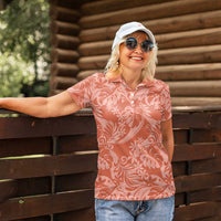 Tahiti Puatou Tiare Floral Women Polo Shirt Monstera Palm Tropical Leaves - Polynesian Pride