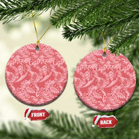 Tahiti Tarona Tiare Floral Ceramic Ornament Monstera Palm Tropical Leaves LT01 Circle Pink - Polynesian Pride