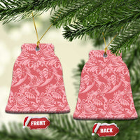 Tahiti Tarona Tiare Floral Ceramic Ornament Monstera Palm Tropical Leaves LT01 Bell Flake Pink - Polynesian Pride