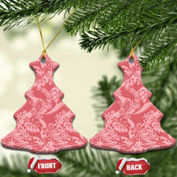 Tahiti Tarona Tiare Floral Ceramic Ornament Monstera Palm Tropical Leaves LT01 Christmas Tree Pink - Polynesian Pride