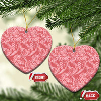 Tahiti Tarona Tiare Floral Ceramic Ornament Monstera Palm Tropical Leaves LT01 Heart Pink - Polynesian Pride
