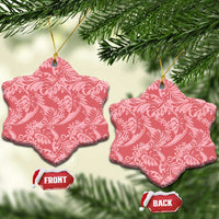 Tahiti Tarona Tiare Floral Ceramic Ornament Monstera Palm Tropical Leaves LT01 Snow Flake Pink - Polynesian Pride