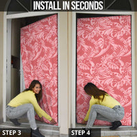 Tahiti Tarona Tiare Floral Door Cover Monstera Palm Tropical Leaves - Polynesian Pride