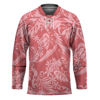 Tahiti Tarona Tiare Floral Hockey Jersey Monstera Palm Tropical Leaves LT01 Unisex Pink - Polynesian Pride
