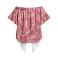 Tahiti Tarona Tiare Floral Off Shoulder Wrap Waist Top Monstera Palm Tropical Leaves LT01 - Polynesian Pride