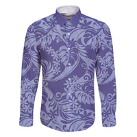 Tahiti Vareau Tiare Floral Family Matching Off The Shoulder Long Sleeve Dress and Hawaiian Shirt Monstera Palm Tropical Leaves - Polynesian Pride