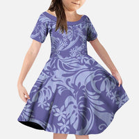 Tahiti Vareau Tiare Floral Family Matching Short Sleeve Bodycon Dress and Hawaiian Shirt Monstera Palm Tropical Leaves - Polynesian Pride