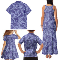 Tahiti Vareau Tiare Floral Family Matching Tank Maxi Dress and Hawaiian Shirt Monstera Palm Tropical Leaves - Polynesian Pride