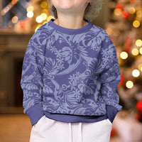 Tahiti Vareau Tiare Floral Kid Ugly Christmas Sweater Monstera Palm Tropical Leaves - Polynesian Pride