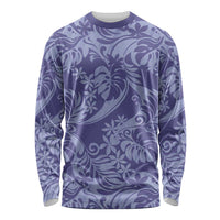 Tahiti Vareau Tiare Floral Long Sleeve Shirt Monstera Palm Tropical Leaves - Polynesian Pride