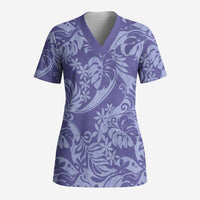 Tahiti Vareau Tiare Floral Scrub Top Monstera Palm Tropical Leaves - Polynesian Pride