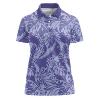 Tahiti Vareau Tiare Floral Women Polo Shirt Monstera Palm Tropical Leaves - Polynesian Pride