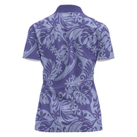 Tahiti Vareau Tiare Floral Women Polo Shirt Monstera Palm Tropical Leaves - Polynesian Pride