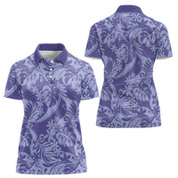 Tahiti Vareau Tiare Floral Women Polo Shirt Monstera Palm Tropical Leaves - Polynesian Pride