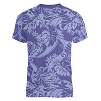 Tahiti Vareau Tiare Floral Women V-Neck T-Shirt Monstera Palm Tropical Leaves - Polynesian Pride
