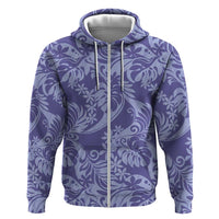 Tahiti Vareau Tiare Floral Zip Hoodie Monstera Palm Tropical Leaves - Polynesian Pride