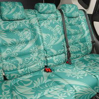 Tahiti Teal Tiare Floral Back Car Seat Cover Monstera Palm Tropical Leaves - Polynesian Pride