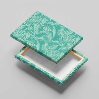 Tahiti Teal Tiare Floral Canvas Wall Art Monstera Palm Tropical Leaves - Polynesian Pride