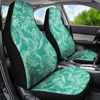 Tahiti Teal Tiare Floral Car Seat Cover Monstera Palm Tropical Leaves - Polynesian Pride