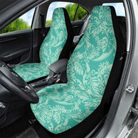 Tahiti Teal Tiare Floral Car Seat Cover Monstera Palm Tropical Leaves - Polynesian Pride