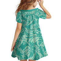 Tahiti Teal Tiare Floral Family Matching Off Shoulder Maxi Dress and Hawaiian Shirt Monstera Palm Tropical Leaves - Polynesian Pride