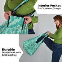 Tahiti Teal Tiare Floral Grocery Bag Monstera Palm Tropical Leaves - Polynesian Pride