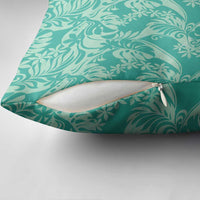 Tahiti Teal Tiare Floral Pillow Cover Monstera Palm Tropical Leaves - Polynesian Pride