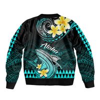 Hawaii Bomber Jacket Polynesian Shark with Kakau Turquoise Version LT01 - Polynesian Pride