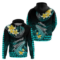 Hawaii Hoodie Polynesian Shark with Kakau Turquoise Version LT01 - Polynesian Pride