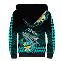 Hawaii Sherpa Hoodie Polynesian Shark with Kakau Turquoise Version LT01 - Polynesian Pride
