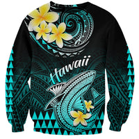 Hawaii Sweatshirt Polynesian Shark with Kakau Turquoise Version LT01 Unisex Turquoise - Polynesian Pride