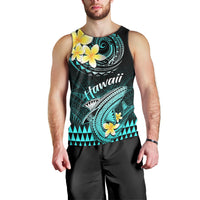 Personalised Hawaii Men Tank Top Polynesian Shark with Kakau Turquoise Version LT01 - Polynesian Pride