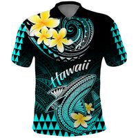 Personalised Hawaii Polo Shirt Polynesian Shark with Kakau Turquoise Version LT01 Turquoise - Polynesian Pride