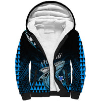 Hawaii Sherpa Hoodie Polynesian Shark with Kakau Blue Version LT01 Unisex Blue - Polynesian Pride