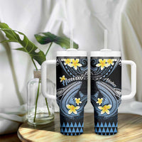 Hawaii Tumbler With Handle Polynesian Shark with Kakau Blue Version