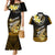 Hawaii Couples Matching Mermaid Dress and Hawaiian Shirt Polynesian Shark with Kakau Gold Version LT01 Gold - Polynesian Pride