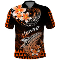 Hawaii Polo Shirt Polynesian Shark with Kakau Orange Version LT01 Orange - Polynesian Pride