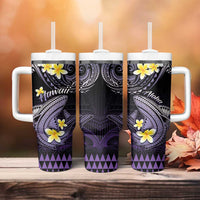 Hawaii Tumbler With Handle Polynesian Shark with Kakau Purple Version