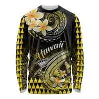 Hawaii Long Sleeve Shirt Polynesian Shark with Kakau Yellow Version LT01