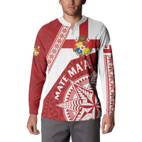Custom Tonga Rugby Mate Maa Button Sweatshirt Ngatu Pattern