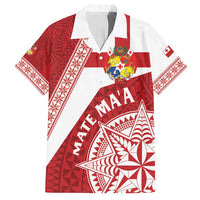 Custom Tonga Rugby Mate Maa Family Matching Tank Maxi Dress and Hawaiian Shirt Ngatu Pattern LT01 Dad's Shirt - Short Sleeve Red - Polynesian Pride
