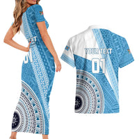Custom Fiji Rugby Bati Couples Matching Short Sleeve Bodycon Dress and Hawaiian Shirt Tapa Pattern LT01 - Polynesian Pride