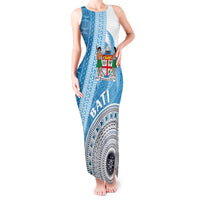 Custom Fiji Rugby Bati Tank Maxi Dress Tapa Pattern LT01 Women Blue - Polynesian Pride