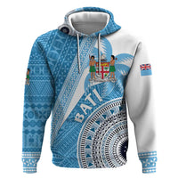 Custom Fiji Rugby Bati Zip Hoodie Tapa Pattern LT01 Pullover Hoodie Blue - Polynesian Pride
