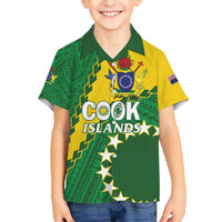Custom Cook Islands Rugby Kukis Kid Hawaiian Shirt Circle Stars