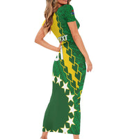 Custom Cook Islands Rugby Kukis Short Sleeve Bodycon Dress Circle Stars LT01 - Polynesian Pride