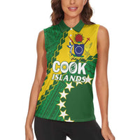 Custom Cook Islands Rugby Kukis Women Sleeveless Polo Shirt Circle Stars