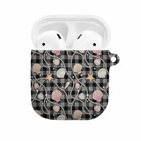 Hawaiian Ocean Seashells AirPods Case Black Palaka Pattern