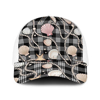 Hawaiian Ocean Seashells Baseball Net Cap Black Palaka Pattern